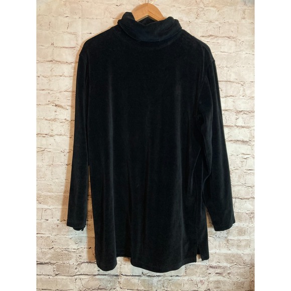 Talbots Vvelvet Sweater Womens Large Black Cowl Neck Pullover Capsule Minimalist - Picture 1 of 14
